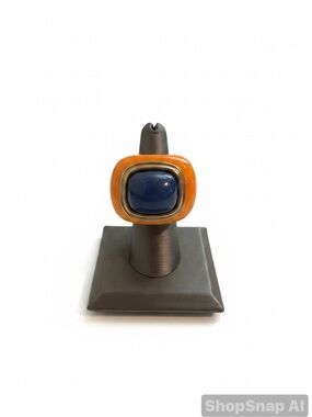 Kenneth Jay Lane Orange and Navy Statement Ring